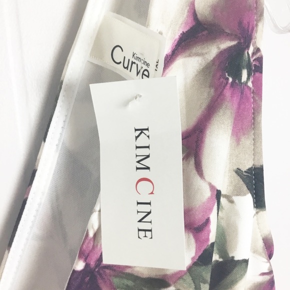 Kim Cine White & Purple Floral Ruffle Dress Size 1X Plus Curve New - Picture 2 of 6